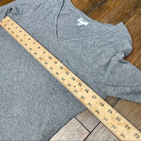 Jenni intimates gray ribbed v-neck long sleeve sleep shirt size large - Picture 4 of 8